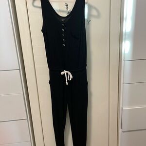 Vici Black Modal Cotton Jogger Jumpsuit w/ Snap Front – Size SM
